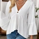 Жіноча блузка А-силуету з рукавами-дзвонами BantyBlouse, біла, розмір M-L - зображення 5