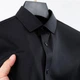 Чоловіча класична сорочка з довгим рукавом SlimFit, чорна, розмір XL/XXL - зображення 4