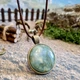 Круглый кулон на шнурке натуральный камень моховый агат - изображение 1