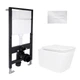 Готовое решение Qtap для ванной комнаты: подвесной унитаз Crow Rimless 485x340x330 + комплект инсталляции Standard (линейная кнопка Chrome) - изображение 1
