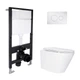 Готовое решение Qtap для ванной комнаты: подвесной унитаз Swan Ultra Quiet 485x360x320 + комплект инсталляции Standard (круглая кнопка Chrome) - изображение 1