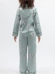 Жіноча піжама Cyberjammies Grace 5566-5567 стильний комплект для дому на гудзиках з широкими штанами сімейна колекція 20/3XL М'ятний з принтом лебедів (5051877677722) - изображение 2