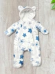 Дитячий зимовий комбінезон на 0-3 міс. 68-74см з плащівки - з вушками ведмедика. Блакитні зірочки - зображення 1