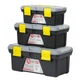Комплект ящиков для инструментов 3 шт INTERTOOL BX-0303 (ВХ-0310 10"/ВХ-0312 12"/ВХ-0314 14") набор сундука для мастера для бит насадок и других инструментов 3 контейнера Черный с серым желтым - изображение 2