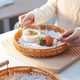 Фруктовая тарелка из ротанга IJARL, тарелка для жареных блюд, тарелка для сухофруктов для гостиной, тарелка для закусок, корзина для паровых булочек для улицы, поднос, фруктовая тарелка из ротанга, большой размер - изображение 8