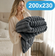 Большой нежный двусторонний плюшевый меховой плед 200×230 см, 1200 г, темно-серый KT9001035 - изображение 1