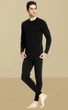 Термобілизна Septwolves чоловіча бавовняна з флісом із середнім коміром комплект кофта і штани, чорна, розмір L - зображення 1