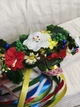 Віночок з квітів на голову зі стрічками - зображення 3