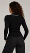 Жіноча кофта поло з довгим рукавом рубчик трикотаж One Size (S-L) La Pomme 02517-А чорна - зображення 2