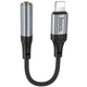 Аудіо перехідник Hoco LS36A Fresh Lightning — AUX 3.5 мм, плетений, металевий сірий - зображення 1