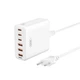 Сетевое зарядное устройство XO L133 GaN 75W на 3 USB и 3 Type-C с кабелем белое - изображение 1