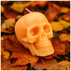 Декоративна свічка череп 8x7 5 см віск жовтогаряча для Хелловіна SQ-28683 - зображення 4
