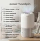 Очиститель воздуха 20 м² evoair YuvoSpin с УФ-C лампой и True HEPA фильтром, 4 скорости, ночной режим, антиаллергенная функция, блокировка экрана, окружающее освещение, белый - изображение 1