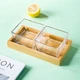 Простая стеклянная тарелка для фруктов в европейском стиле от Youlaifu, квадратный контейнер для хранения закусок и конфет, поднос для гостиной с двумя отделениями. - изображение 6