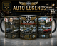 Кружка (чашка) з принтом історія Toyota | серія AUTO LEGENDS | Керамічна 330 мл | чорна ручка - зображення 1