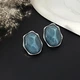 Женские сережки Крупные камни 3.5см jewelry Синие деним - изображение 1