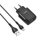 Мережевий зарядний пристрій з кабелем HOCO C72Q Glorious single port QC3.0 charger set(Micro) 18W Black - зображення 1