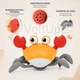 Интерактивная игрушка Краб Induction Crab QC-1Y с музыкой подсветкой и обходом препятствий аккумуляторная желтая - изображение 2