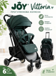 Детская прогулочная коляска JOY Vittoria 30883 Dark Green с алюминиевой рамой, телескопической ручкой и чехлом на ноги - изображение 1