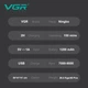 Электробритва VGR V-308 — профессиональный аккумуляторный шейвер, двойная титановая сетка, 3 скорости 7000–9000 об/мин, LCD-дисплей, USB Type-C (9875) - изображение 3