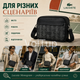 Сумка LACOSTE Monogram мужская через плечо черная, мессенджер из экокожи с широким регулируемым ремнем - изображение 5