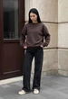 Свитшот женский стаф коричневый оверсайз на флисе зимний Staff zy brown oversize fleece S (403948) - изображение 4