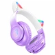 Беспроводные Bluetooth наушники HOCO W42 Cat Ears с кошачьими ушками, LED-подсветкой, TF AUX до 10 ч Фиолетовые с белым - изображение 4