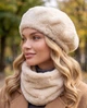 Женский комплект Кейт из экомеха альпака, берет и бафф 798-010 бежевый - изображение 2