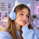Беспроводные наушники HOCO W42 Cat Ear Bluetooth 5.3 с кошачьими ушками LED-подсветкой TF AUX Голубые с белым - изображение 3