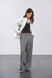Штани жіночі прямі палаццо на гумці з вмістом вовни L сірі - зображення 2
