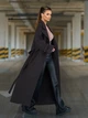 Кашемировое удлиненное демисезонное однобортное пальто с поясом ISSA PLUS 15866 XXL темно-коричневое (issa2007682863747) - изображение 2