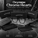 Очки Chrome Hearts черные с прозрачными линзами унисекс имиджевые в черной оправе с декоративными элементами и чехлом - изображение 1