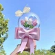 Букет из искуственных цветов DIY Pink + White тюльпаны в прозрачном шаре с подсветкой набор для букета - изображение 4