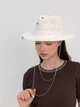 Шляпа федора летняя с жемчужинами, серебро цепь и булавка D.Hats цвет белый - изображение 2