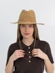 Шляпа Федора женская D.Hats из рафия с двойной цепью золото коричневая - изображение 3