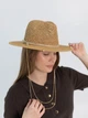 Шляпа Федора женская D.Hats из рафия с двойной цепью золото коричневая - изображение 4