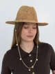 Шляпа Федора женская D.Hats из рафия с цепью золото с сердцами коричневая - изображение 4