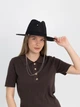 Шляпа Федора женская D.Hats из рафия с двойной цепью серебро черная - изображение 4