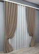 Комплект штор VR-Textil Мікровелюр Petek 150х270 2шт і Тюль 400х270 1701ш-1153т Капучино з білим 71-055/3 - зображення 2