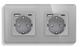 Стеклянная розетка с USB + Type-C 1DAL | Серый 2 гнезда (G157D-STUTCX2.GR) - изображение 1