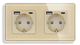 Стеклянная розетка с USB + Type-C 1DAL | Золото 2 гнезда (G157D-STUTCX2.GD) - изображение 1