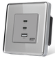 USB розетка Type-C 1DAL | Fast Charge GaN 65W | Серое Стекло (G86D-FC65W.GR) - изображение 1