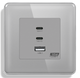 USB розетка Type-C 1DAL | Fast Charge GaN 65W | Серое Стекло (G86D-FC65W.GR) - изображение 2
