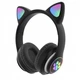 Наушники с ушками Bluetooth Cat Ear VZV-23M черные подсветка ушек и лапок - изображение 2