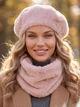 Женский комплект Alpaca берет + бафф розовый (пудра) - изображение 2