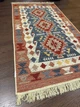 Двосторонній бавовняний килим 60x90 см з гуцульським візерунком оранжево-синій - зображення 7