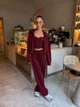 Жіночий однотонний костюм-трійка (корсет+кофта+штани) Uaclothes 42 Бордовий (like39478-199171360) - изображение 1