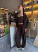 Жіночий однотонний костюм-трійка (корсет+кофта+штани) Uaclothes 42 Коричневий (like39476-199151360) - изображение 1