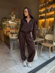 Жіночий однотонний костюм-трійка (корсет+кофта+штани) Uaclothes 42 Коричневий (like39476-199151360) - изображение 2