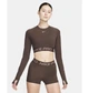 Спортивний топ жіночий Nike Pro Long-Sleeve Cropped Top M Коричневий FV5484-237 - зображення 2
